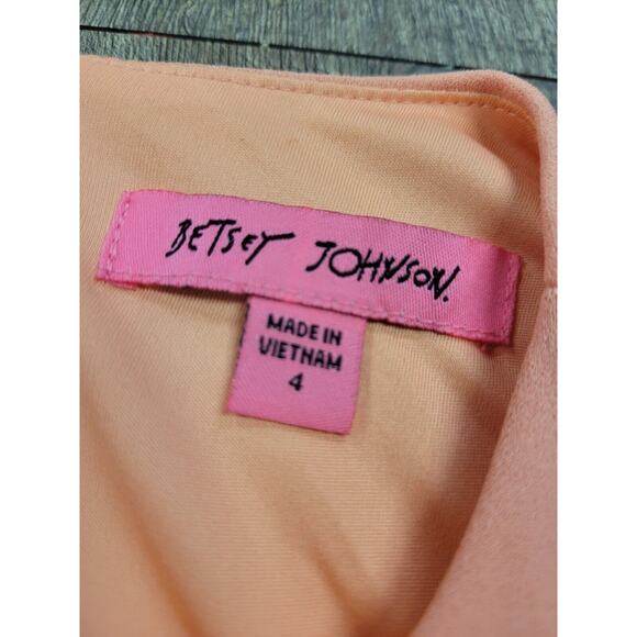 Betsey Johnson Faux Wrap Coral A-Line Dress Dreamsicle Orange Sleeveless Size 4 - Picture 3 of 4
